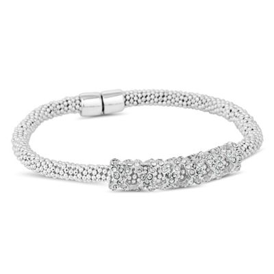Crystal cross row mesh magnetic bracelet
